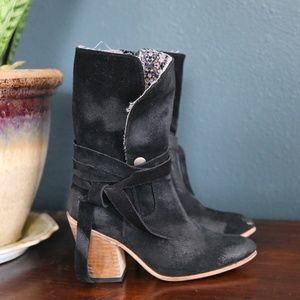 FreeBird by Steve Black Suede Riot Heeled Booties